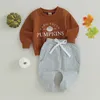 Kläder sätter tregren 03y halloween baby pojke kläder brev tryck långärmad tröja och elastiska byxor för småbarn 2 styckes höstspår 230823
