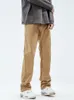 Men s Jeans YIHANKE Retro Worker Trousers Khaki Color Work Pants High Street Vibe Loose Straight Baggy 230823