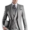 2020 gris 3 pièces hommes costume Plaid Terno masculino mariage marié smoking costumes sur mesure pour hommes sur mesure veste pantalon vest1941