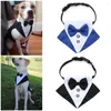 Hundhalsar svart söta tillbehör klädsel formell justerbar krage bowknot fluga tuxedo husdjur nackdräkt för valp