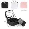 Cosmetic Bags Cases Smart LED Makeup bag With Mirror With Compartments Waterproof PU Leather Travel Cosmetic Case For Women 230822