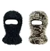 Vintergräsig stickad mössa CAP Balaclava full ansikte skidmask hals varmare vindtäthet nödställda balaclava masker stickade varma hattar