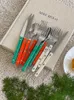 Korean INS Style Tableware Set Stainless Steel Knife Fork Spoon Western Tableware Set Simple Retro Color Dinner Cutlery Set HKD230812