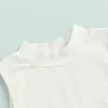 Zestawy odzieży Dzieci Baby Girls Letni ubrania Solidne bluzki bez rękawów i swobodne rozerwane spodenki z zestawem pasa