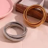 Bangle aço inoxidável PVD PVD Plataz da cor prata misturada 3 camadas embrulhadas pulseiras de pulseiras para mulheres Cadeia elástica