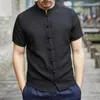 Chemises décontractées pour hommes Cardigan Chic Hommes Haut d'été Vêtements traditionnels chinois Chemise Col Mandarin