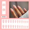 False Nails 24st Pink Almond Nail Tips Designs French Daisy Artificial Ballet Press On Art återanvändbar falsk full täckning