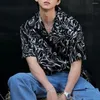 Camicie casual maschile floreali di stampa coreana per vacanza manica corta estate hawaiano streetwear lgbt camicetta LGBT