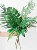 Faux Floral Greenery 5pcs Artificial Monstera Plants Turtle Folhas Tropical Palm Summer Summer Jungle Theme for Home Hawaii Wedding Decor 230822