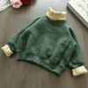 Conjuntos de ropa Sudadera con capucha para niña y niño, sudadera con cuello alto de punto con paneles de primavera, suéter acolchado para bebé, ropa cálida para niña de 37 años 230822