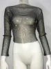 Women S Shirt Taruxy Evening Club Party Scintose Tops for Women Diamonds Copped Top Outfits Y2K Accessori Cavalca glitter Fishnet 230823