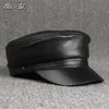 Berets Siloqin Leather Leather Hat Hate Men's Flat Quality Sheepes Sheefk Militar