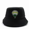 Berets LDSLYJR Balloon Embroidery Cotton Bucket Hat Fisherman Outdoor Travel Sun Cap Hats For Men And Women 120