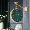 Wanduhren Europäische Goldene Vogeluhr Moderne Design Stille Sweep-Nadel-Korridor Hintergrund wall montiert hängende Uhr