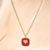 Pendant Necklaces Red Heart Pave Setting Zircon Necklace For Women Stainless Steel Chain Gold Color Choke Commuting Fashion Jewelry