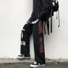 Pantaloni da uomo goti uomini giapponesi streetwear giapponese dritta casual maschio harajuku high street gamba larga graffiti punk hip hop pantaloni 230822