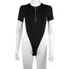 Kobiety Sumps Rompers Rompertjes Vrouwen Fashion Solidny zamek błyskawiczny Lange Mouwen Sexy Schede Chudy Bodysuits Top Ruit Catsuit Odzież 230822