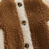 Coatar inverno quente crianças crianças casacos lã Outwear contraste a cor de manga comprida botão de manga comprida