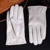 Five Fingers Gloves Men's Genuine Leather Real Leather Winter Warm White Ceremonial Short Gloves Gloves 230822