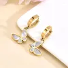 Boucles d'oreilles pendantes classiques de luxe en titane et acier, vêtements papillon animaux, bijoux pour femmes, douche de couchage, 2023