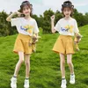 Kläderuppsättningar Girls Summer Children's Set New Fashion 7 8 9 10 11-åriga barn version t-shirts och shorts tvådelar kostym