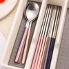 8Pcs Tableware Set Stainelss Steel Cutlery Set Korean Spoons Chopsticks Dinner Set Kitchenware Dinnerware Set Spoon Cutlery Set HKD230824.