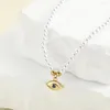 Pendant Necklaces Turkey Evil Blue Eyes Imitation Pearl Necklace For Women Collar Stainless Steel Clasp Devil Metal Charm