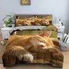 Beddengoed stelt 3D dierpatroon dekbedoverdeksel set schattig patroon beddengoed set quilt cover twin single size home textiel kitten r230823