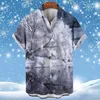 Men's Casual Shirts 2023 Ins Trend Hawaiian Shirt Mens Summer Ice Snow Elements 3d Print Beach Short Sleeve Lapel Tops Holiday