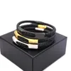 Pulseras con dijes Moda para hombre Pulsera de tejido Cuero negro con hebilla de acero inoxidable Pulsera para hombres Brazalete clásico Joyería Regalo Hombre