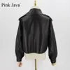 Womens Leather Faux Pink Java QC20003 Ankomst Real Leather Jacka Women Coat äkta får lyxiga modeklänning 230822