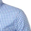 Mäns casual skjortor liten rutig knapp ner skjorta män sommarlång ärm Slim fit herr klänningsskjortor avslappnade kontroller gingham kemise homme 230822