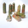 Decorative Figurines 70-80mm Beautiful Natural Flower Green Stones Point Hexagona Quartz Crystal Pillar Column Reiki Healing Pendant And