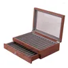 Wood Pen Display Case Storage And Fountain Collector Organizer Box With Glass Window 23 Slots Drawer