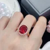 Wedding Rings S925 Silver Fashion Luxury Temperament Red Tourmaline Gem Colorful Treasure Open Ring Women's Engagement Jewelry