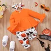 Clothing Sets Autumn Baby Girl Clothes Toddler Kids Girls Outfit Soild Trumpet Sleeves Tops Halloween Pumpkin Size 8 Boutique Outfits 230823