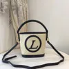 2023top originele single bucket Bag M59962 geweven borduurwerkontwerper Strawtas mobiele telefoon tas rode pakket cosmetische tas grote capaciteit raffia strandzak zwart rood logo