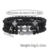 Bracelets de charme 3pcs / ensemble croix de pierre naturelle pour femmes hommes cool noir mat perlé à la main multicouche couple amant bijoux cadeau