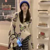 Женские свитера Deeptown Harajuku Bufferfly Sweater Женские винтажные каваи вязаный джемпер мультфильм в трикотаж в клетчат