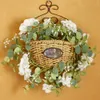 Andra evenemangsfestleveranser Party Joy 40cm Artificial Flower Hydrangea Eucalyptus Wreath for Door Wall Wedding Bakgrund Hem Hello Outdoor Decor 230822