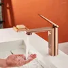 Rubinetti del lavandino da bagno contemporaneo semplice bacino in oro rosa singola miscelazione di acqua fredda per tappeti metallici del kit di lavaggio del rubinetto