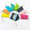 Unisex anahtar torbası deri tutucular düz renk tasarımcısı moda kadın erkekler kredi kartı tutucu madeni para cüzdanları mini cüzdan çantası cha1864