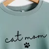 Moletons femininos moletonetes cair moda algodão gato mamãe cão impressão vintage tripneck letra solta letra feminina capuz 230823