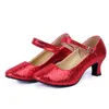 Chaussures habillées dames brillantes adultes avec danse à semelle souple moderne Baotou pailleté carré latin femme