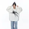 Shirts Streetwear Harajuku Spider Graphic Print Long Sleeve Cotton Shirt Coat Men Fashion Long Sleeve Button Blouses Top