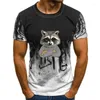 Men's Tracksuits One Yona Winter Cute Raccoon Sweater Tshirt Men Ostern Day Cotton O-Neck Tops Shirt Short Sleeve Casual Hip Hop T Shirts