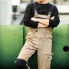 Men's Casual Shirts 100 cotton Khaki work jacket trousers overalls multipocket wearresistant working pants men workwear Pants With Knee Pads 230822