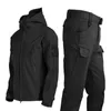 Açık Ceket Hoodies Kış Sonbahar Takipleri Set Erkek Ordu Softshell Taktik Su Geçirmez Ceketler Balıkçılık Yürüyüş Kamp Tırmanma Polar Ceket Kapşonlu 230823