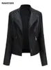 Womens Leather Faux Women Jacket Black Oversize Pu Jackets Motorcycle Suit Casual Slim Coat Female Outwear Tops 230822