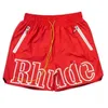 Rhude Hommes Shorts Athlétique Casual Mesh Court Hommes Femmes Haute Qualité Classique Plage Mode Luxe Designer Casual Street Hip Hop Couples Vert Bleu Gris Shorts hj1